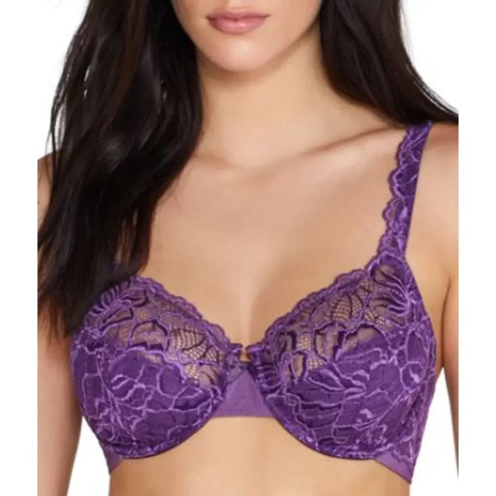 Bali Women's Lace Desire 6543 Purple Lace Bra Size 36DD - Picture 8 of 9